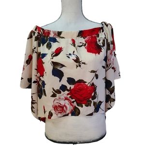 L'atiste Floral Off Shoulder Open Back Blouse Medium